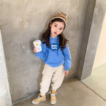 Girls Lianhood Short necropolis Clothing Thin style Spring and autumn clothes 2022 Spring new Korean version foreign air childrens blouses with hats