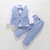 1 year old baby birthday dress boy small Suit 2 children British vest three sets 3 foreign flower children suit 4