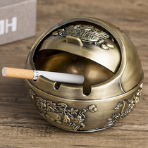 Ashtray home living room creative personality trend office with cover anti fly ash smoke flavor cute metal ornaments