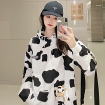 Pregnant women autumn coat 2021 New lazy wind hooded cow sweatshirt female spring and autumn loose ins Tide Super fire