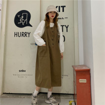 Maternity summer suit 2021 new age-reducing denim strap dress autumn maternity T-shirt two-piece winter