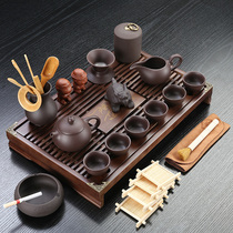 Zisha ceramic kung fu tea set home living room set tea table tea cup office drawer style solid wood small tea tray