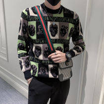 Winter thick sweater mens 2021 new trend slim Joker round neck knitted base shirt mens winter coat