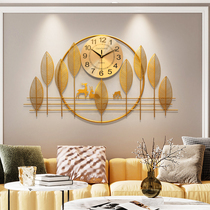 Watch light luxury wall clock Living room creative deer decorative wall clock wall clock New Chinese household fashion simple hanging watch