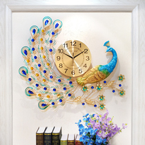 Watch peacock wall clock Living room household fashion simple creative European atmosphere silent Quartz clock Watch wall clock