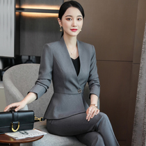 Gray suit suit womens high-end professional wear womens tooling fashion temperament spring and autumn dress beauty salon work clothes