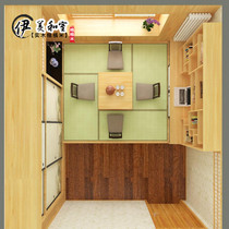 Japanese-style tatami whole house custom overall design bedroom childrens room solid wood collapsed rice floor bed wardrobe integrated