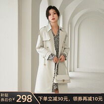 Windbreaker coat womens spring and autumn thin 2021 new popular medium-long small fashion age-reducing beautiful coat