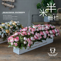 Simulation fake flower fence living room ornaments Plug dry bouquet table floor decoration silk flower rose potted plant