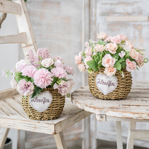 Flower Basket Flower Arrangement Fake Flowers Imitation Flower Furnishing Living-room Air Conditioning Dry Flower Bouquet Table Flower Art Home Wedding Celebration Pendulum