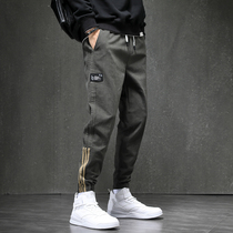 Overalls mens autumn and winter 2021 new fashion brand spring and autumn foot casual pants plus velvet mens sports long pants