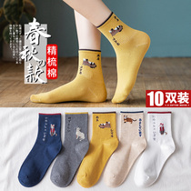 Socks Womens mid-tube socks Summer thin spring and autumn long tube sports Japanese cute street stockings ins tide cotton socks