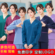 Wash suit short sleeve female cotton Stomatology doctor operating room isolation dress beauty salon work clothes men long sleeve
