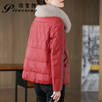 2022 New Haining Leather Feather Feather Short thickened fox collar mom fur Korean coat