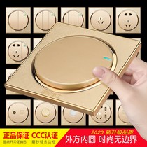  International electrotechnical switch socket panel wall 86 type champagne gold one open network air conditioning two three plug 5 five-hole socket
