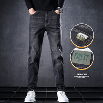Winter 2021 new jeans men plus velvet padded slim straight casual loose fashion pants autumn and winter