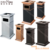 Square Roman column trash can European ash barrel hotel elevator entrance trash can with ashtray vertical lobby gold