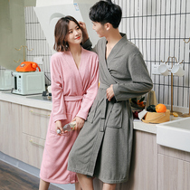  Pajamas womens spring and autumn long hotel towels thin bathrobes Couple nightgown than pure cotton absorbent quick-drying mens yukata