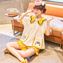 Pajamas womens 2021 new summer pure cotton short-sleeved cute Japanese princess wind cotton thin section home suit suit