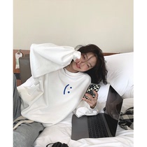 Zhang Beibei ibell Korean version of round neck printed sweater female spring and autumn lazy wind loose slim long sleeve top