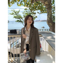 Zhang Beibei ibell2021 new spring and autumn loose slim suit fashion foreign style suit jacket womens long