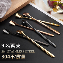304 stainless steel small spoon Creative cute personality mini European dessert coffee spoon Long handle mixing spoon seasoning