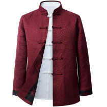 Chinese style middle-aged and elderly spring and autumn father jacket jacket jacket mens Tang suit plus size national birthday party autumn dress