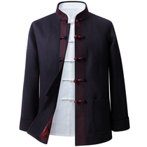 2019 spring and autumn new middle-aged and elderly mens Tang wool mens father dress Chinese style banquet wool jacket