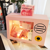 Net red creative with lock piggy bank children can't take large-capacity paper money coins can only enter the tremolo piggy bank.