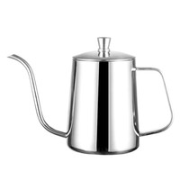 304 stainless steel hand punch pot 350 600ml long mouth fine mouth coffee pot hanging ear pot drip type filter with lid
