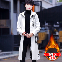 Youth autumn and winter long trench coat men Korean version trend handsome over the knee coat student coat handsome cloak