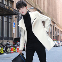Windbreaker mens spring and autumn 2021 New Korean trend woolen coat handsome short woolen coat mens