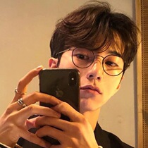 Retro round small frame glasses men's Korean version of tide-proof blue ins flat lens can be equipped with degree proximity glasses for women