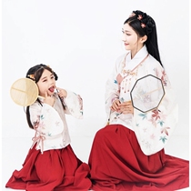Mother and female children Ming-made Han clothes Childrens clothes Spring Summer 2022 new Chinese Wind and ancient clothes Two sets of dress Skirt Kiss