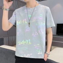 Short-sleeved t-shirt mens summer 2021 new fashion brand ins loose graffiti half-sleeve t-shirt mens summer top clothes