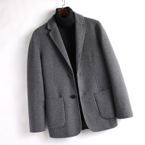 Mens double-sided wool suit Korean version thickened wool coat casual western spring and autumn mens wool small suit trend