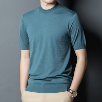 Spring and Autumn half high collar short sleeve mens thin sweater no sense pure wool sweater Korean mens knitted base shirt tide