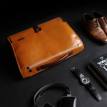 Computer bag Suitable for portable shoulder computer bag Apple Lenovo Huawei 14-inch Dell Xiaomi Xiaoxin 15 4 notebook 13 3-inch shoulder bag male HP ASUS leather business briefcase