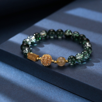 Liyuan Jin Wealth God Recruiting Wealth Overlord Green Ghost Bracelet Female Cornucopia ins niche career academic crystal bracelet