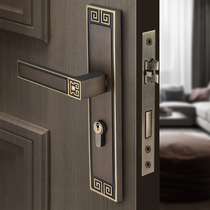 New Chinese style door lock Indoor all-copper bedroom lock mute antique Chinese style wooden door Pure copper room door lock Household universal type