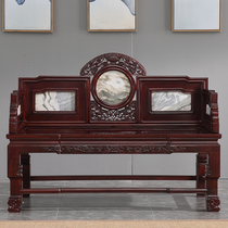 Mahogany furniture Arhat bed acid branch wood double throne Antique carved marble backrest Chinese sofa Zen chair