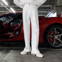 White trousers mens spring and autumn straight loose wide leg pants hanging fashion mopping casual trousers non-iron suit pants