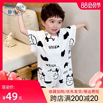 2021 new childrens one-piece pajamas boy baby anti-kick summer small medium and large childrens thin cotton homewear