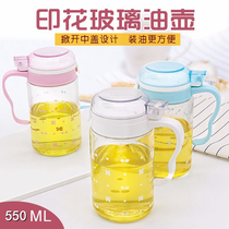 Revitalized Glass Oil Pot Seal Anti-Leak Oil Bottle Home Kitchen Printed Oil Bottle Soy Sauce Bottle Not Hanging Oil Oil Vinegar Bottle