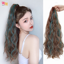 Pony-tailed wig female summer simulation hair highlights long curly hair natural Net red grab clip large wave fashion high ponytail