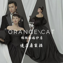 Studio theme wedding dress new exhibition black couple French retro Hepburn photography photo Dress Casual photo