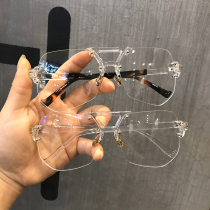 2020 star with super light decorative plain mirror female big frame transparent glasses male sunglasses without border glasses