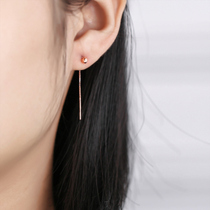 925 Sterling Silver Ear Female 18K Rose Gold Gold Mini Bean Tassel Short earrings Simple Temperament Joker