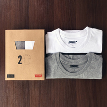 2 pieces) American T-shirt mens short sleeve cotton loose summer mens 2021 New Base shirt Cotton solid white