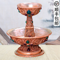 Nepal handmade silk protection Cup Inlaid with gem protection cup pure copper tantric ornaments medium